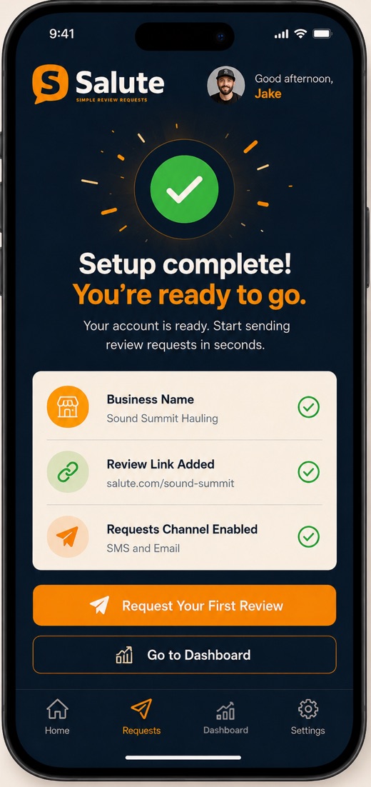 Setup complete, ready to send your first request